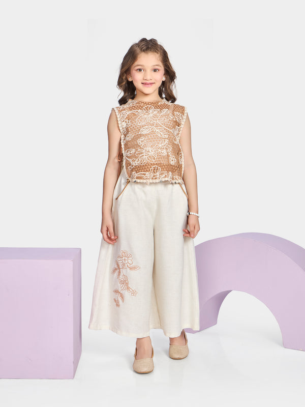 Girls Embroidered Pant, Top & Jacket 20383