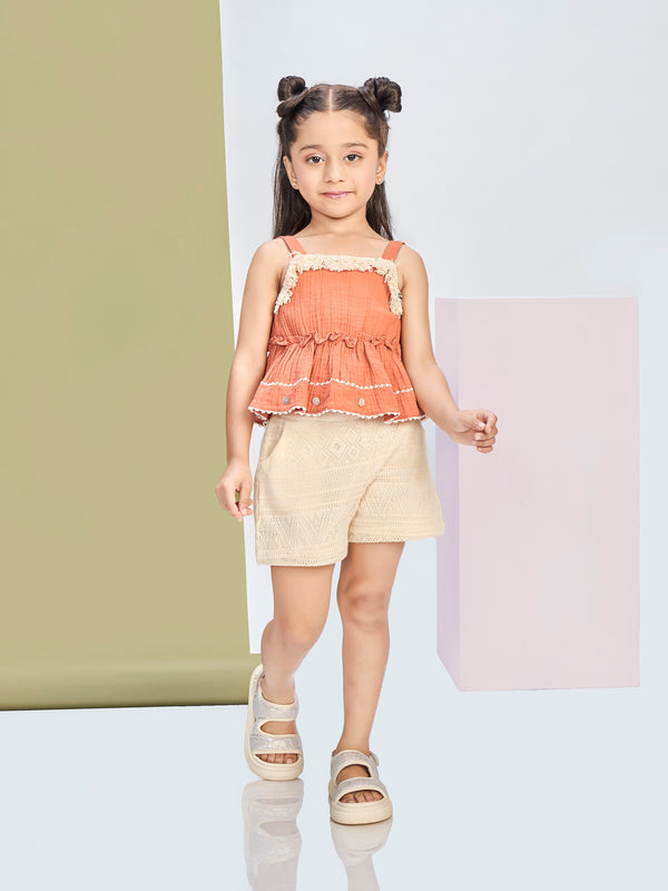 Girls Design Net Shorts & Top 20417