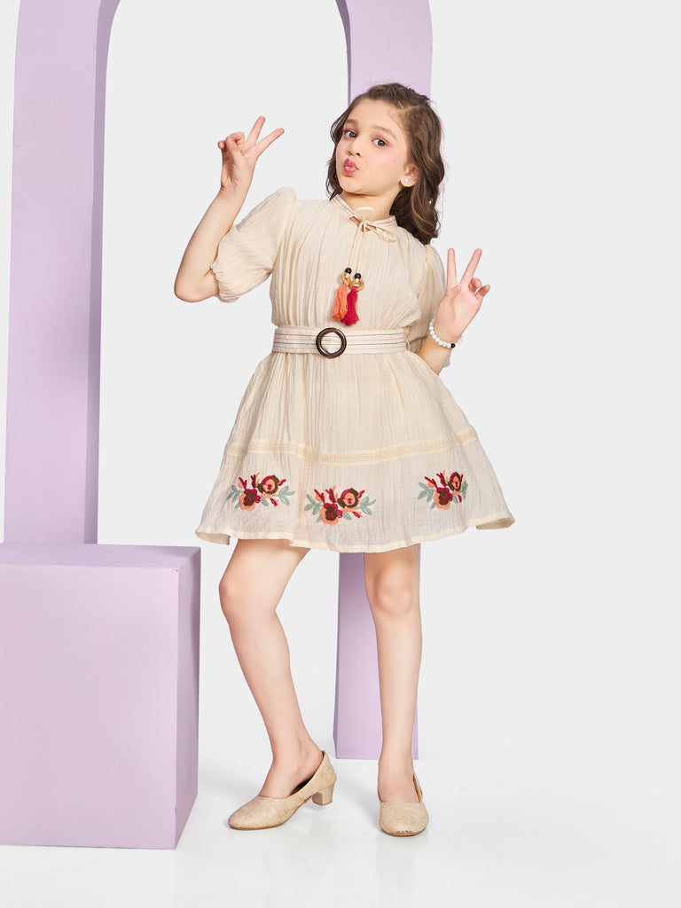Girls Floral Dress with Belt 20424