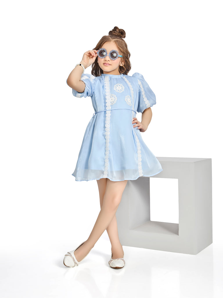 Girls Semi Party Dress with Belt 20430