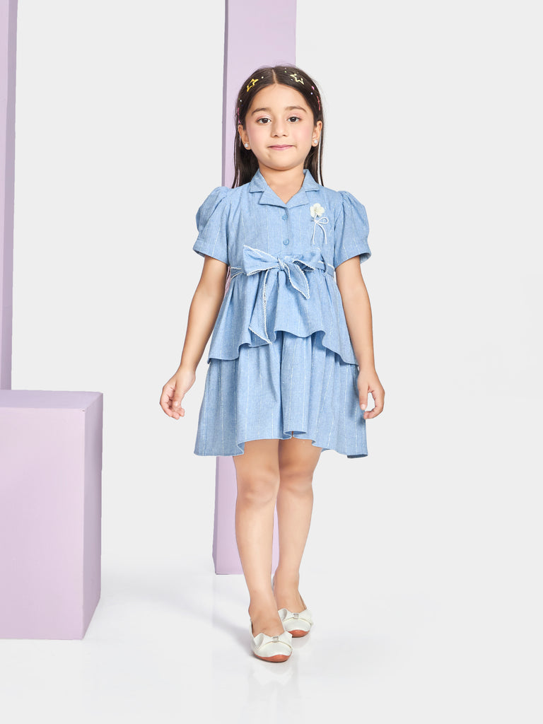 Girls Striped Dress with Belt 20442