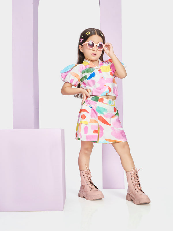 Girls Printed Skirt & Top 20495