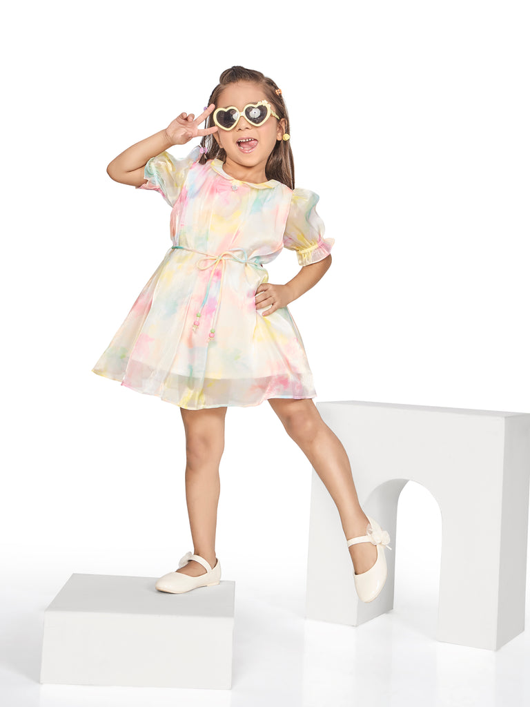 Girls Printed Dress with Belt 20562