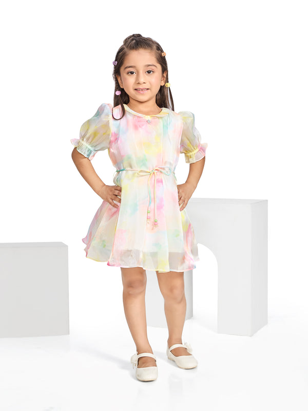 Girls Printed Dress with Belt 20562