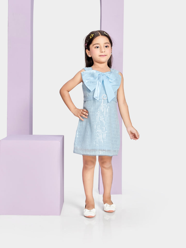 Girls Sequins Dress with Bow 20609