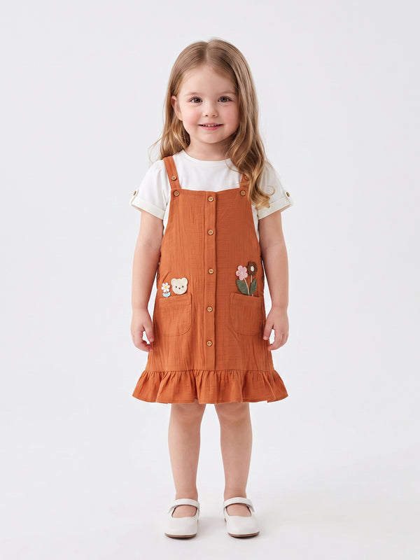 Girls Casual Dungaree & Top 20659