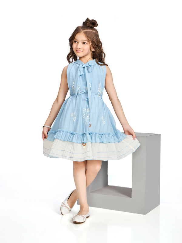 Girls Embroidered Dress with Belt 20720