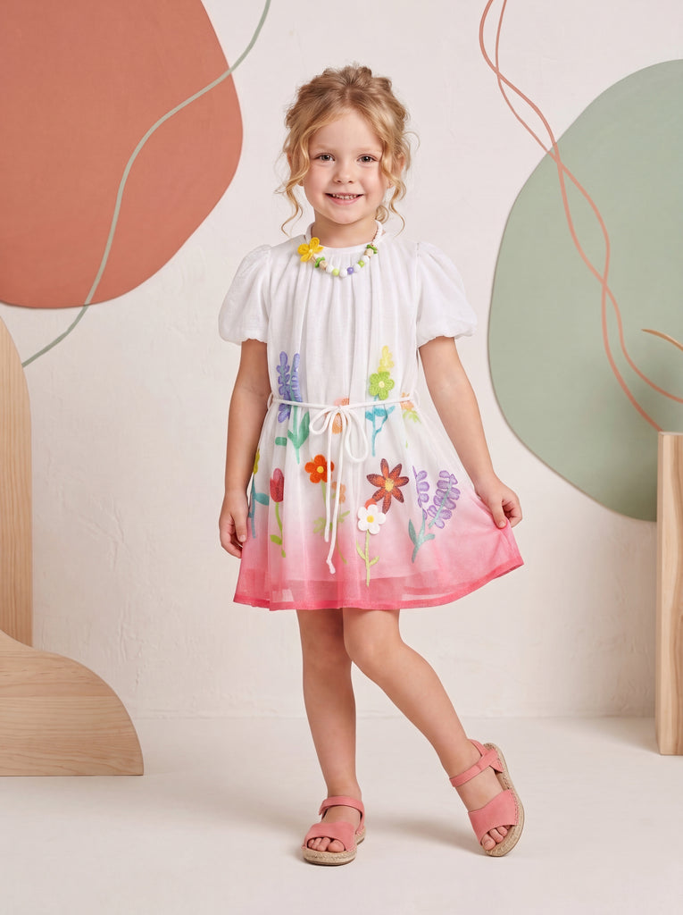 Girls Design Net Dress with Belt & Neckpiece 21140