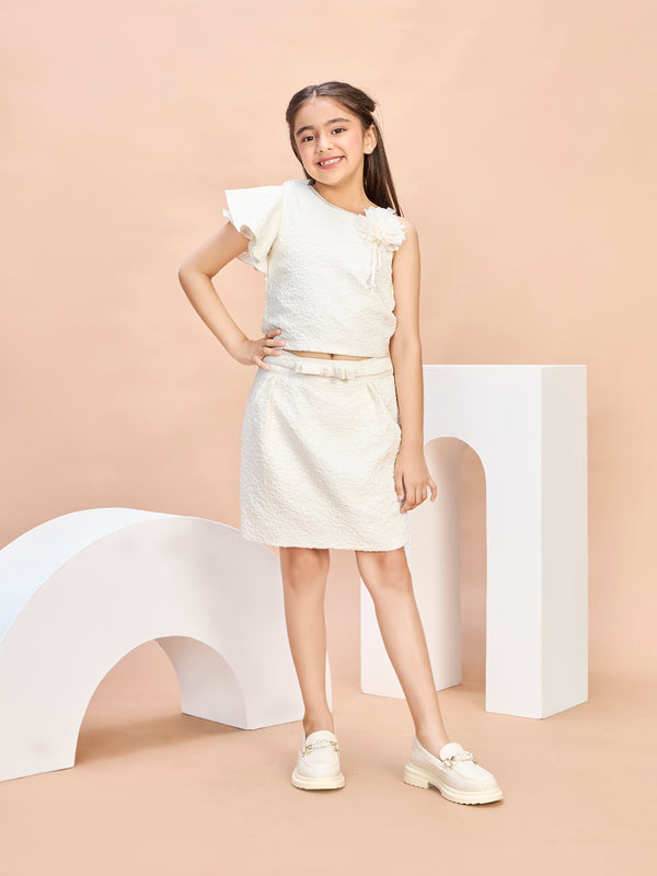 Girls Jaquard Skirt & Top 21169