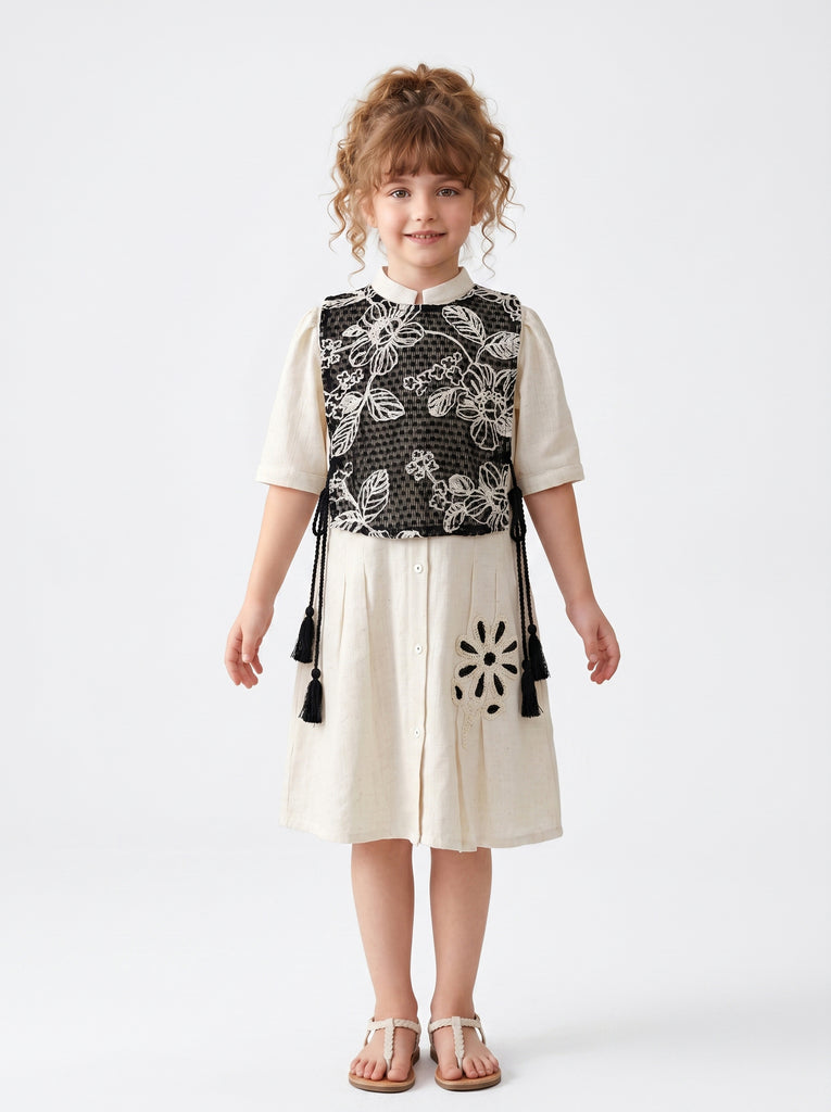 Girls Design Net Dress & Bib Top 21198