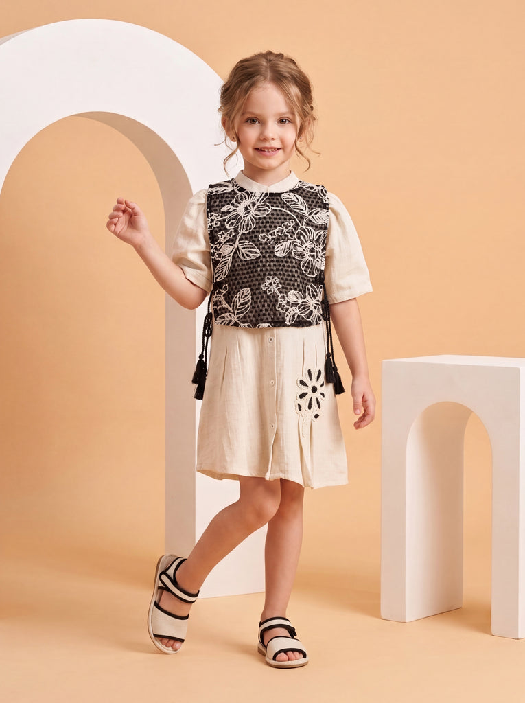 Girls Design Net Dress & Bib Top 21198