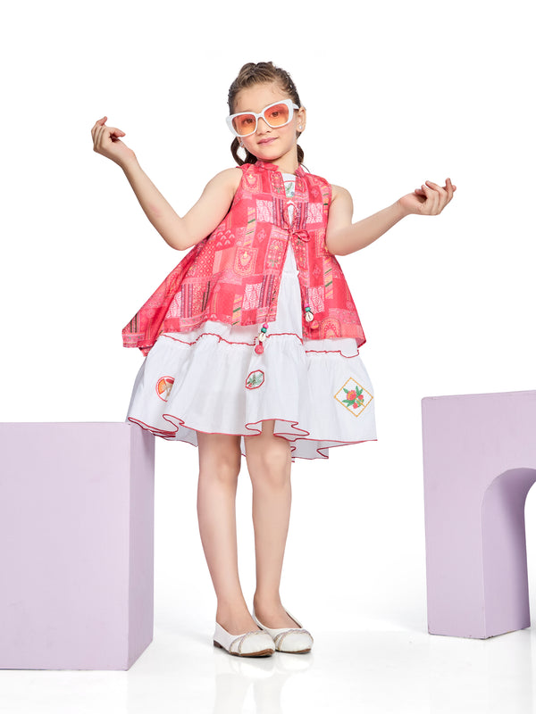 Girls Abstract Print Dress & Jacket 21211