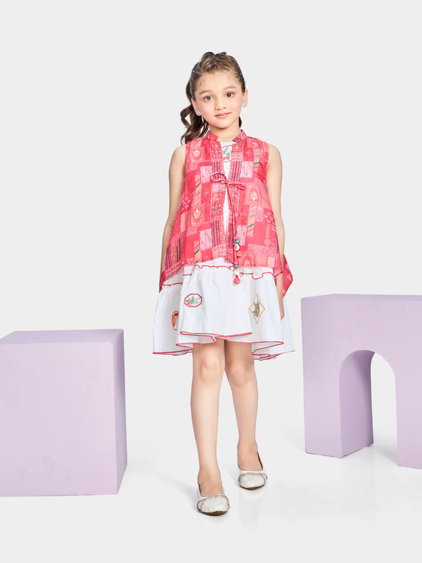 Girls Abstract Print Dress & Jacket 21211