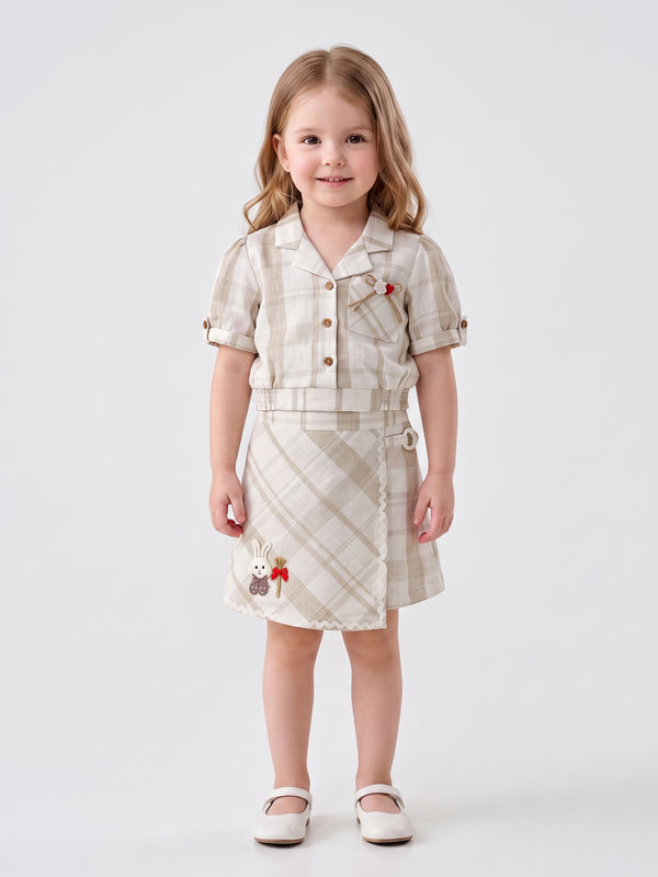 Girls Checkered Skirt & Top 21225