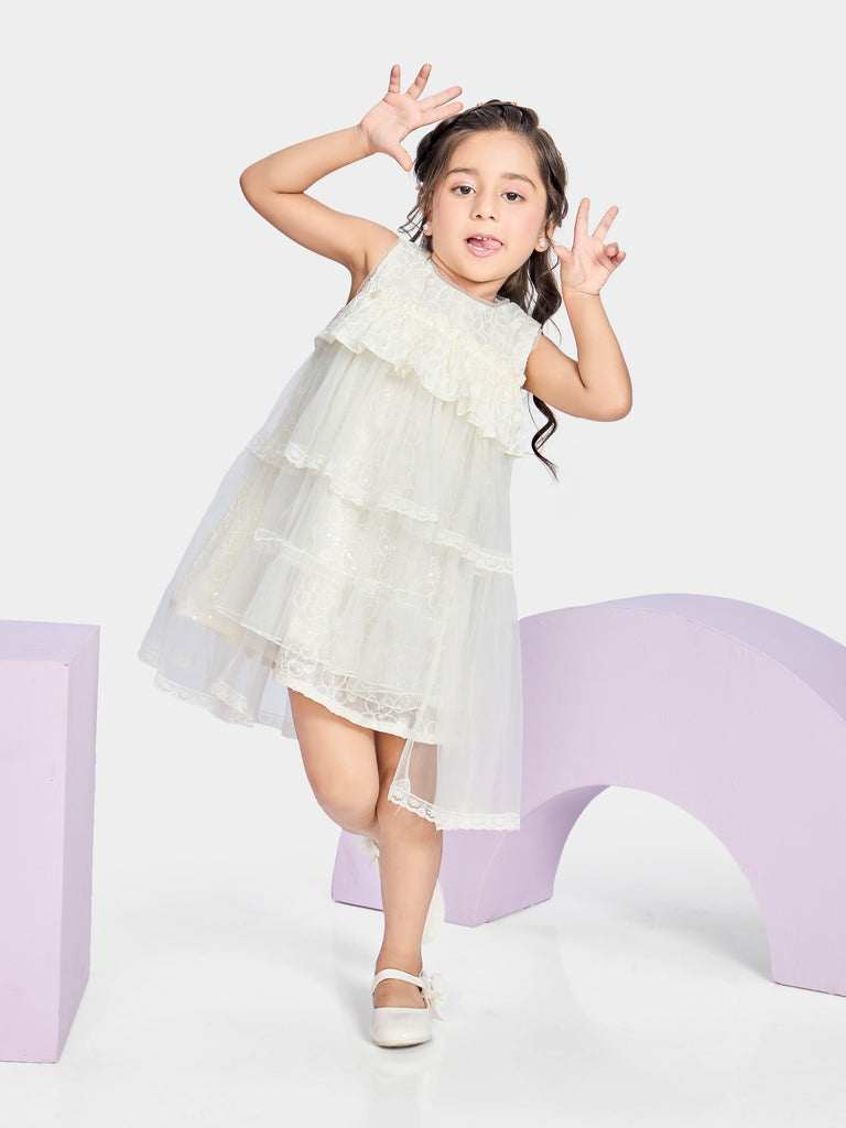Girls Design Net Dress 21228