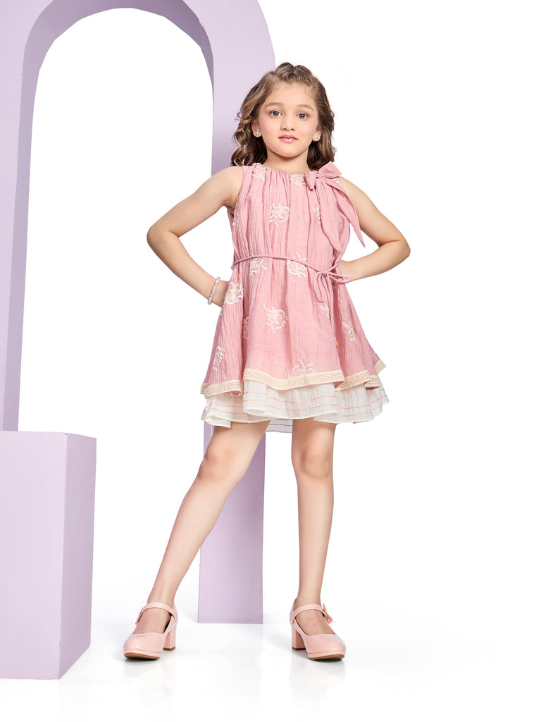 Girls Embroidered Dress with Belt 21239