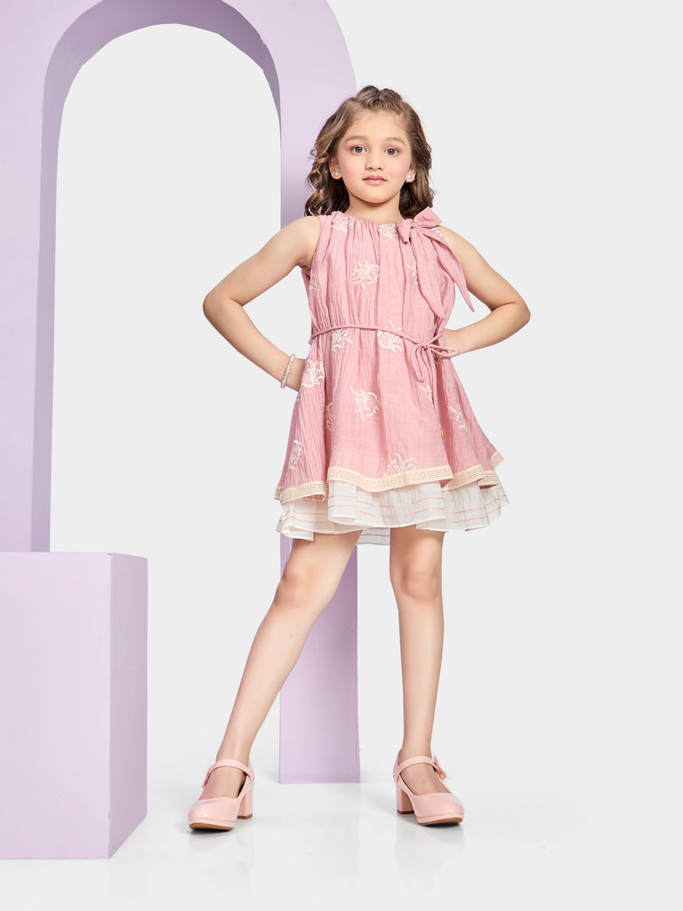 Girls Embroidered Dress with Belt 21239