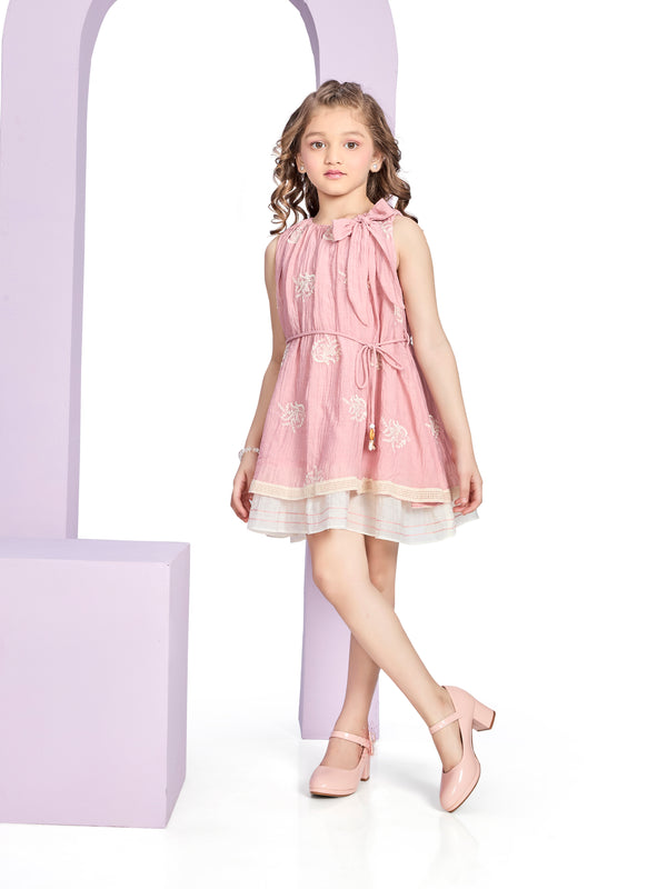 Girls Embroidered Dress with Belt 21239