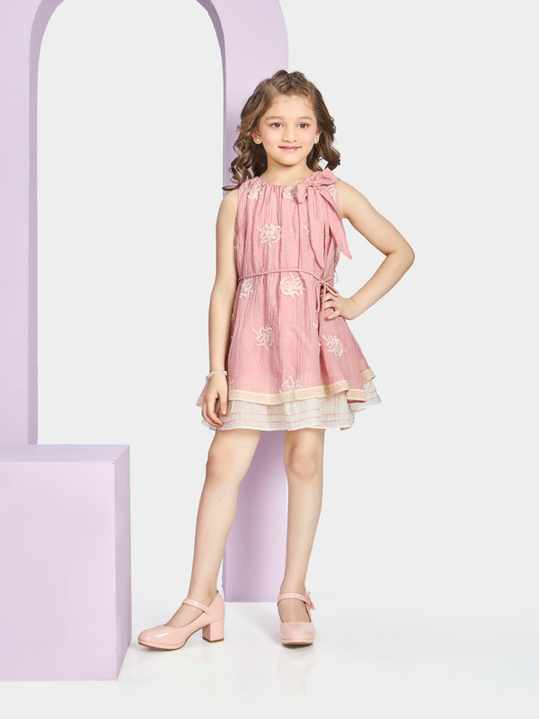 Girls Embroidered Dress with Belt 21239