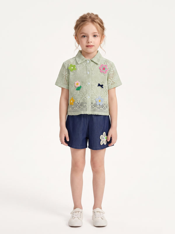 Girls Design Net Shorts, Top & Inner 21261