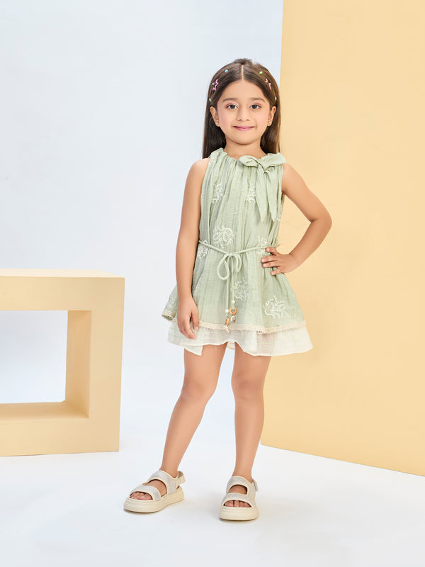 Girls Embroidered Dress with Belt 21267