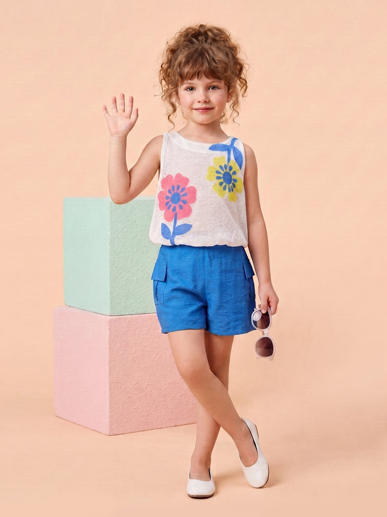 Girls Floral Print Shorts & Top 21299