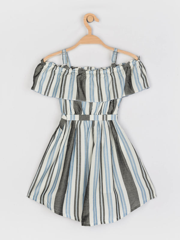 Girls Stripes Dress with Belt 18288