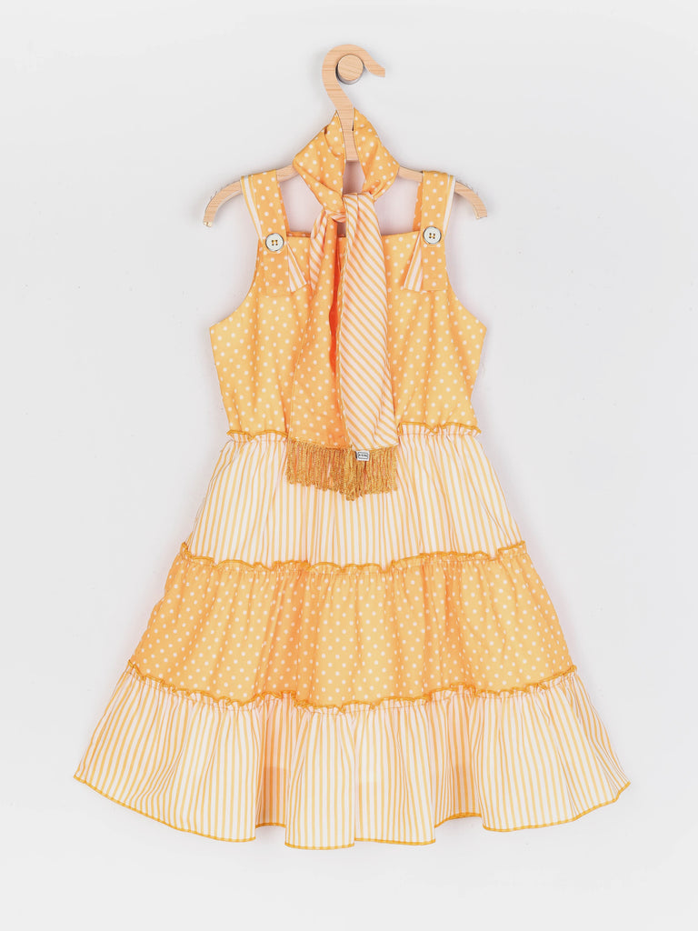 Girls Polka Dress with Scarf 18289