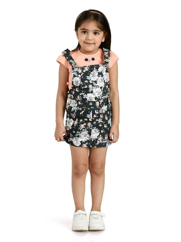 Girls Floral Print Dungaree with Top 18052