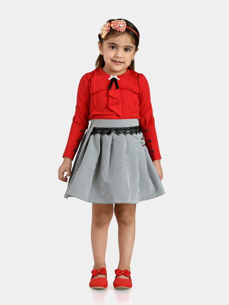 Girls Checkered Skirt with Top 18108