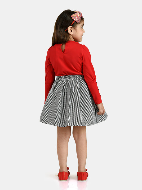 Girls Checkered Skirt with Top 18108