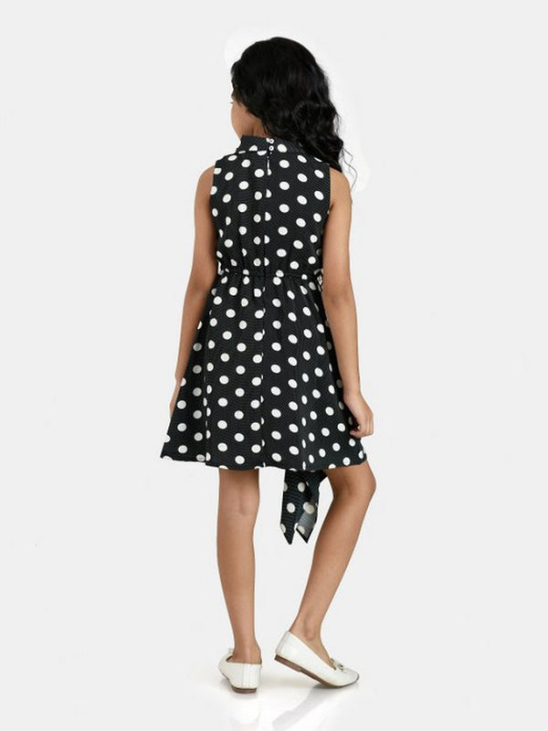Girls Polka Dots Print Dress with Hair Band 18186