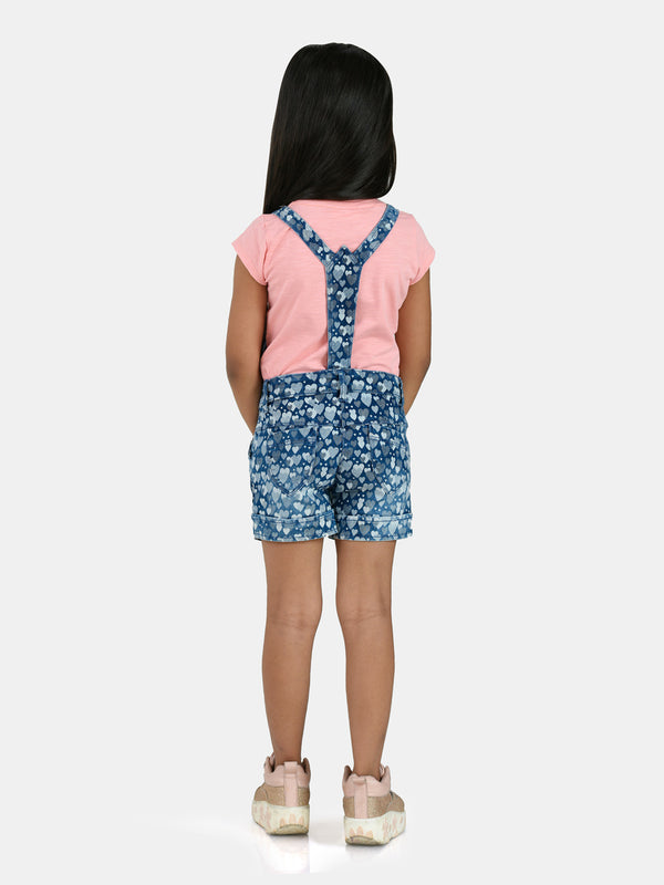 Girls Geometric Print Dungaree with Top 18168