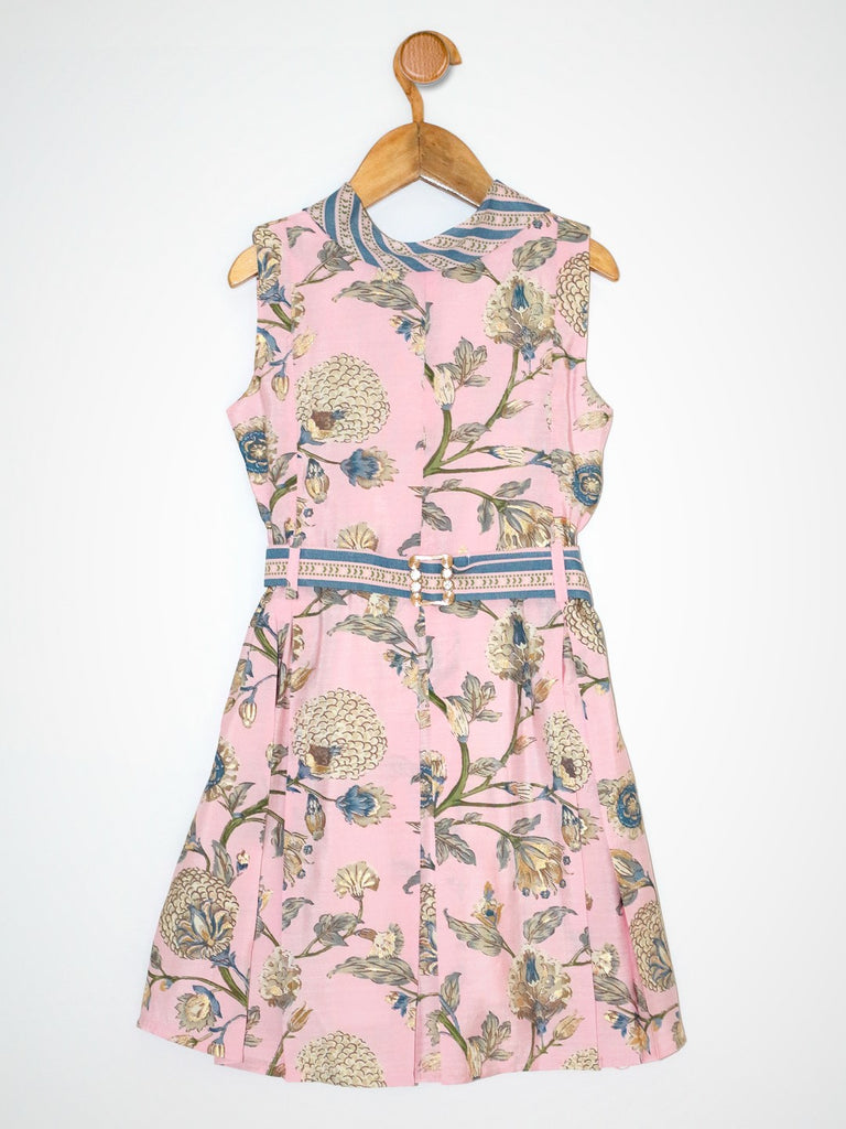 Girls Floral Print Dress with Belt 17702