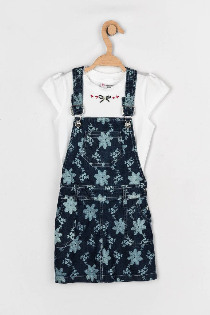 Peppermint Girls Washed Dungaree Top Set 11215 1