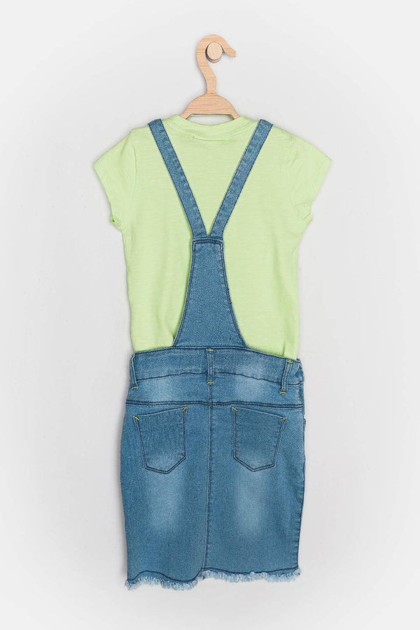 Peppermint Girls Washed Dungaree Top Set 11304 2