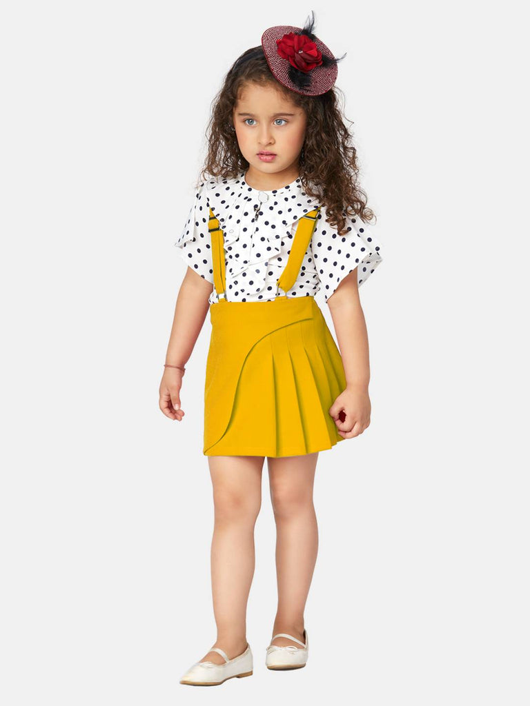 Peppermint Girls Mustard Printed Dungaree With Top 13331 1
