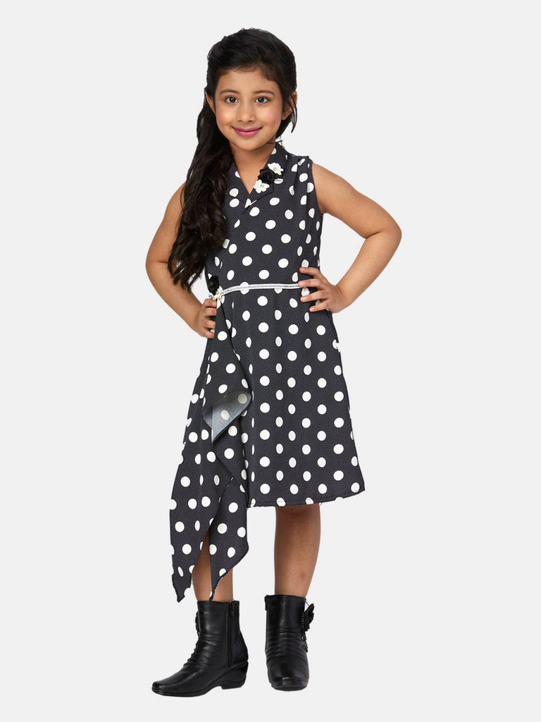 Peppermint Girls Black Printed Dress With Hair Band 13336 1