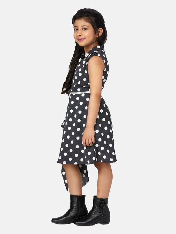 Peppermint Girls Black Printed Dress With Hair Band 13336 2