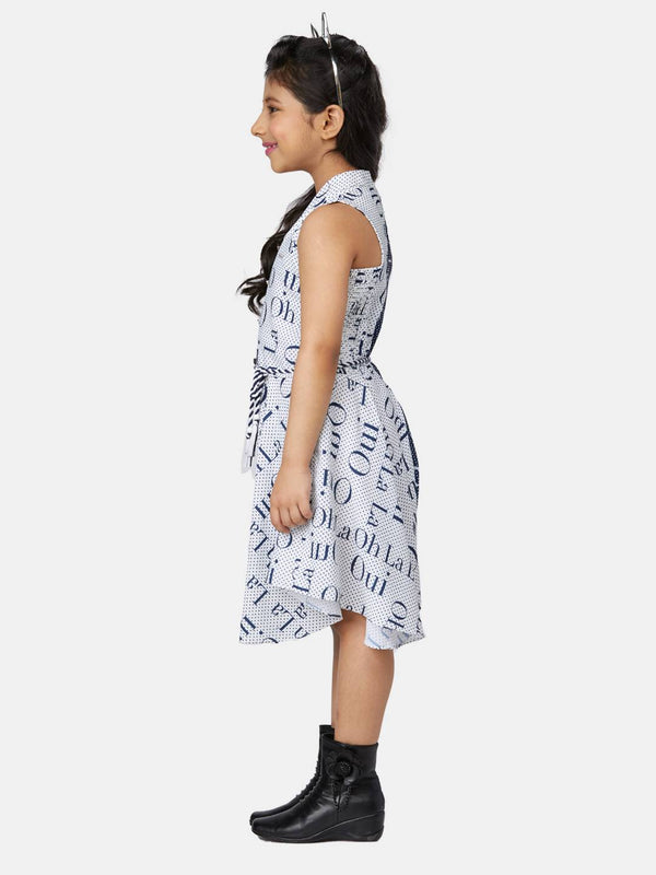 Peppermint Girls Navy Blue Printed Jumpsuit Belt With Purse 13304 2