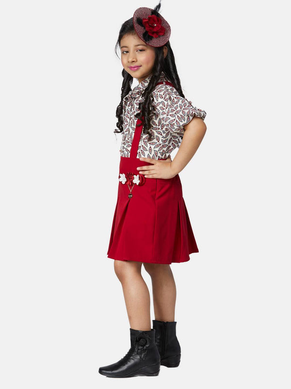 Peppermint Girls Maroon Printed Skirt With Top 13343 2