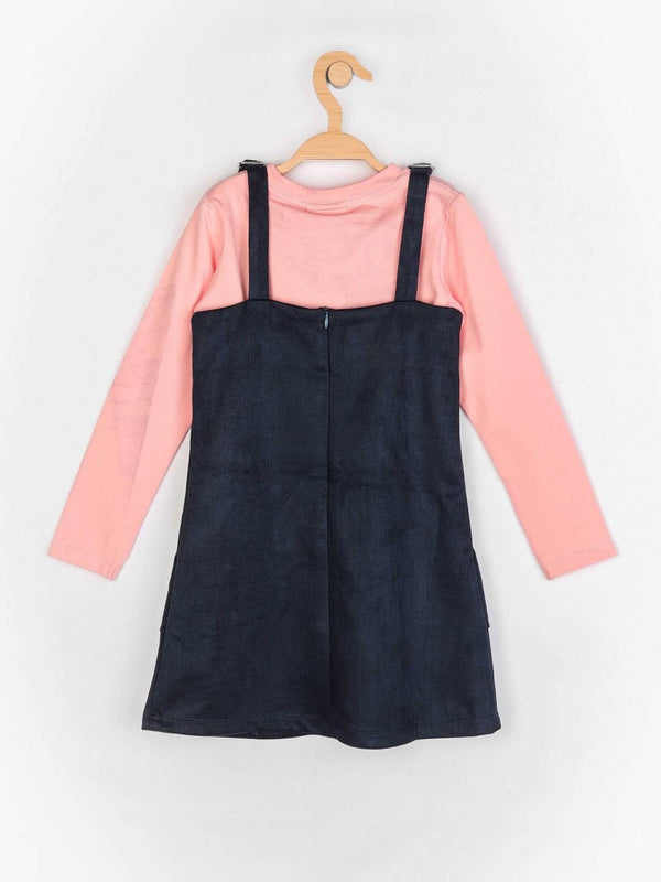 Peppermint Girls Teal Blue Bio Finish Dungaree Top Set 12575 2