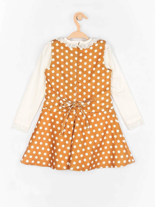 Peppermint Girls Mustard Printed Dress Top Set 12589 2