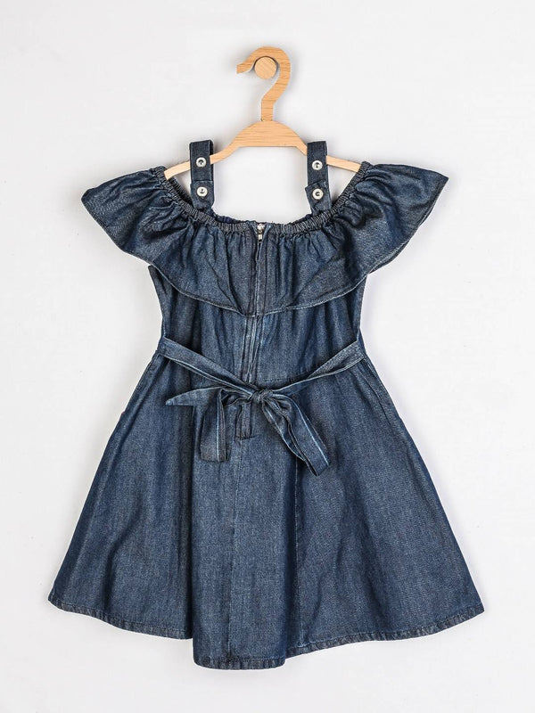 Peppermint Girls Navy Blue Enzyme Washed Dress 12231 2