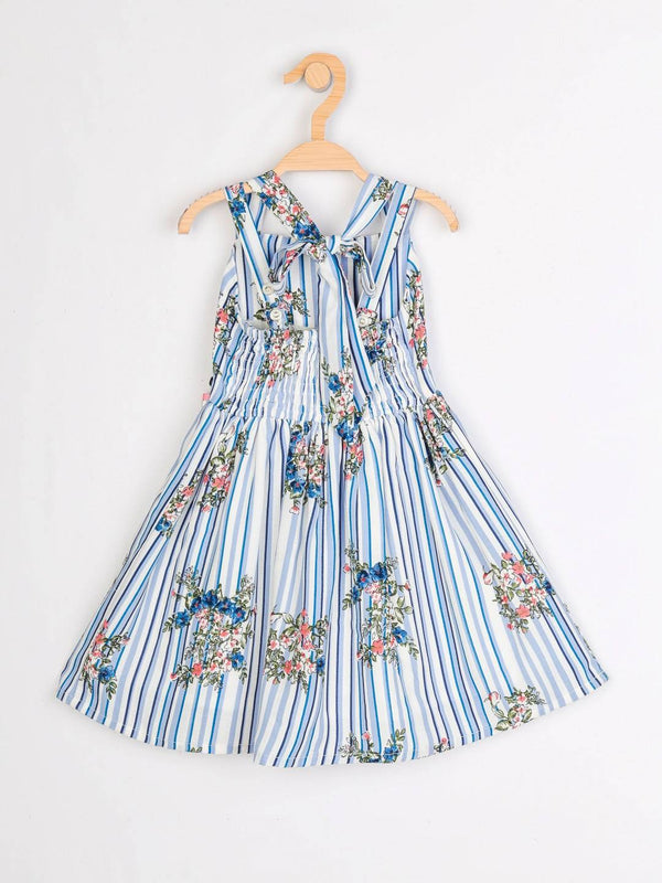 Peppermint Girls Blue Printed Dress 12748 2