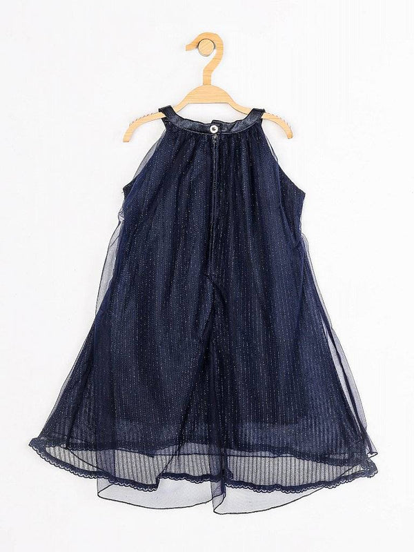 Peppermint Girls Navy Blue Textured Dress 12749 2