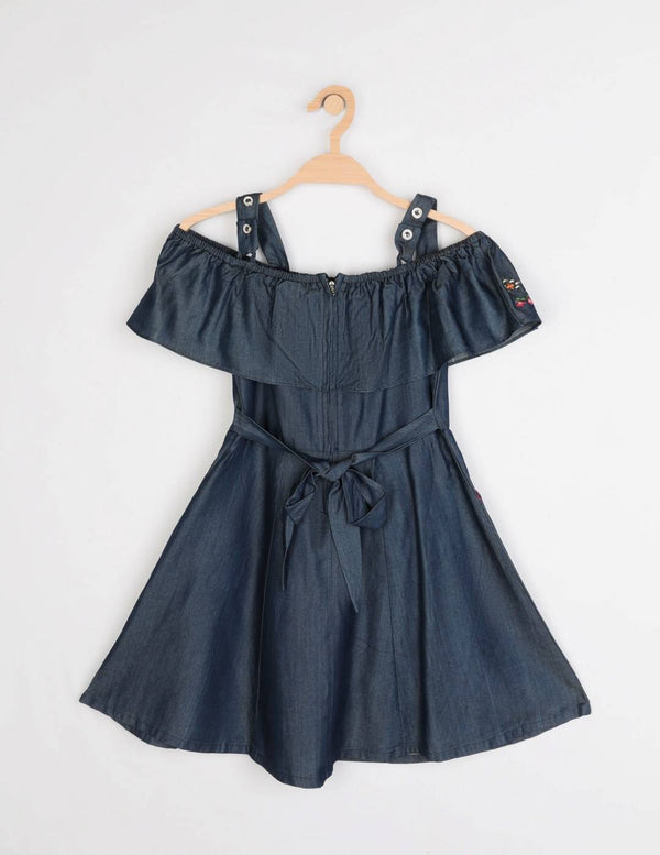 Peppermint Girls Navy Blue Enzyme Washed Dress 12419 2