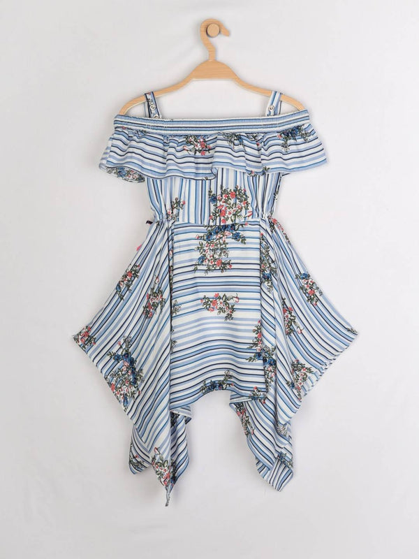 Peppermint Girls Blue Printed Dress 12802 2