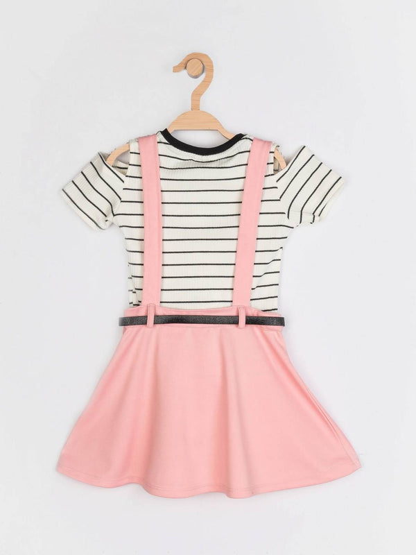 Peppermint Girls Peach Bio Finish Dungaree,Top With Belt 13029 2