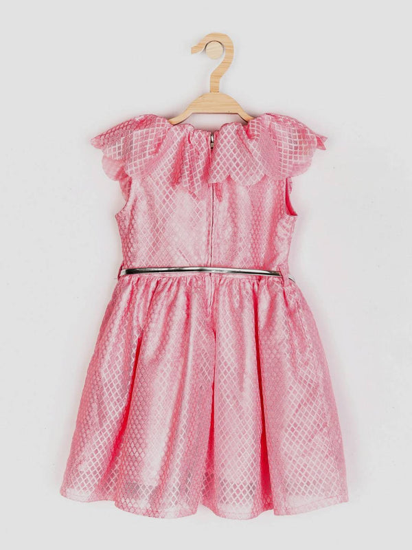 Peppermint Girls Peach Regular Dress With Belt 12263 2
